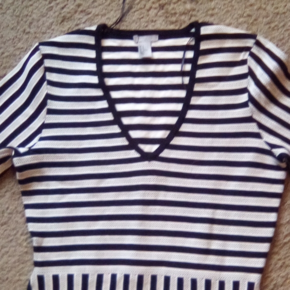 H & M Women Strips V Neck Formal Office Church Work party Boho Dance Dress - Picture 6 of 11